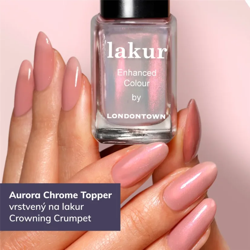 LONDONTOWN Lakur Aurora Chrome Glaze Topper lak na nehty teplý červený chrom 12 ml
