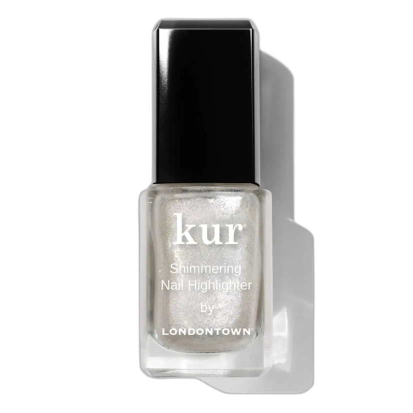 LONDONTOWN Kur Shimmering Nail Highlighter Mirror Ball – rozświetlający srebrny lak do paznokci z drobinkami 12 ml