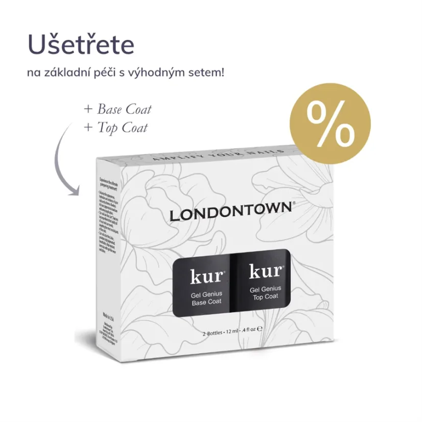 ONDONTOWN Kur Gel Like Set – Top Coat a Base Coat na nechty (2x12 ml)