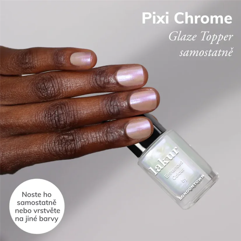 LONDONTOWN Lakur Pixi Chrome Glaze Topper lak na nehty fialový chrom 12 ml