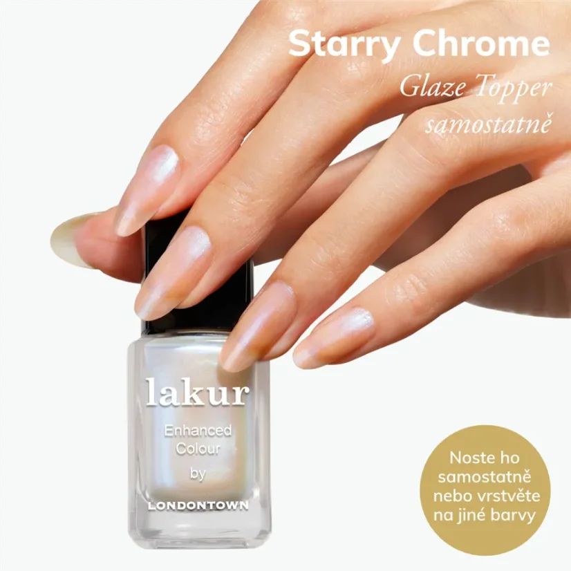 LONDONTOWN Lakur Starry Chrome Glaze Topper lak na nehty chladný modrý chrom 12 ml