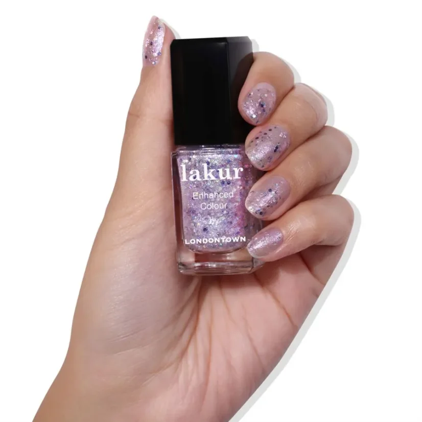 LONDONTOWN Lakur Grape Fizz lak na nehty holografické glitry 12 ml