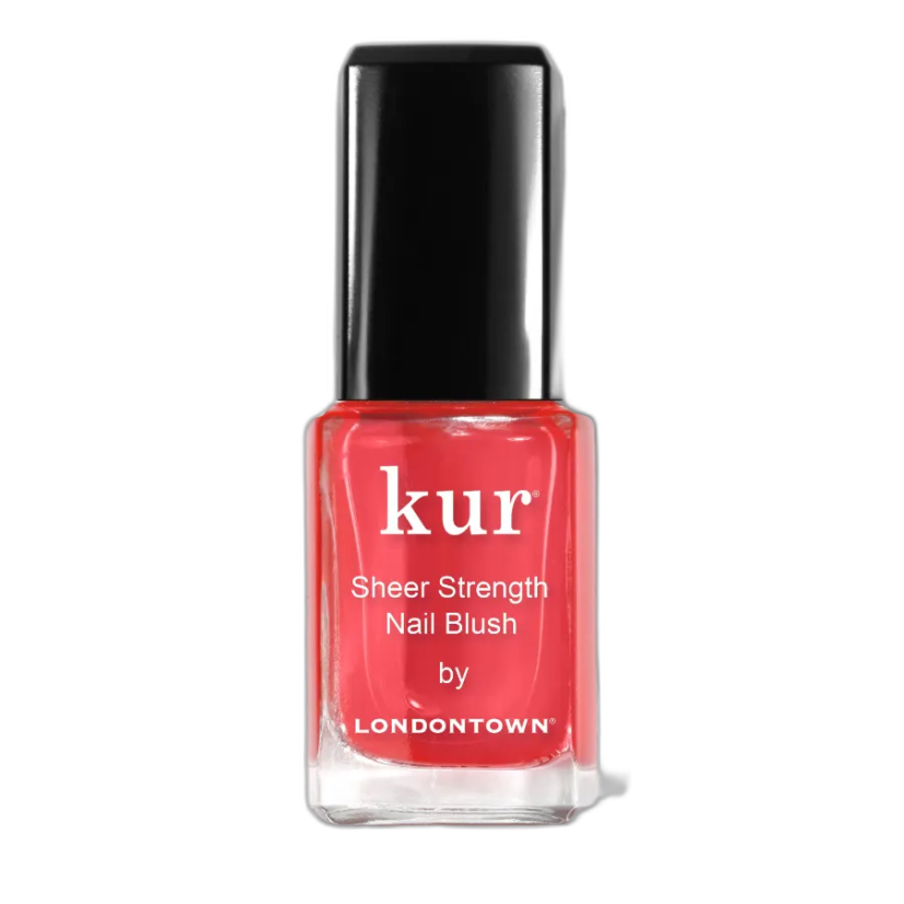 LONDONTOWN Kur Sheer Strength Nail Blush Poppy zpevňující lak na nehty průhledná šarlatová 12 ml