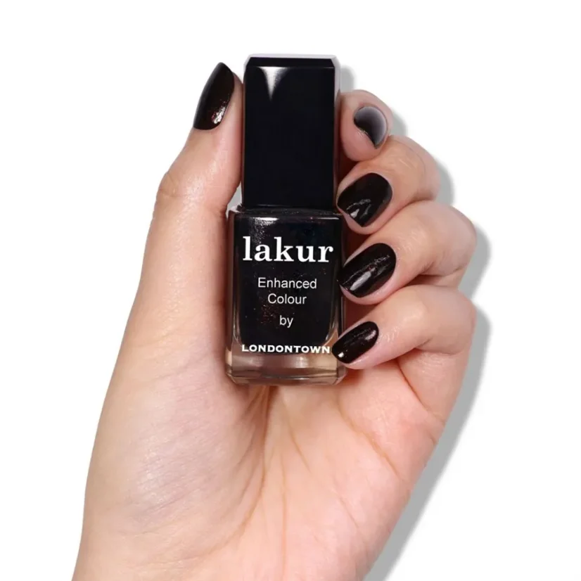 LONDONTOWN Lakur Around the Fireplace lak na nehty hnědá s měděnými třpytkami 12 ml